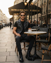 Matera – Premium Black Leather Moto Vest